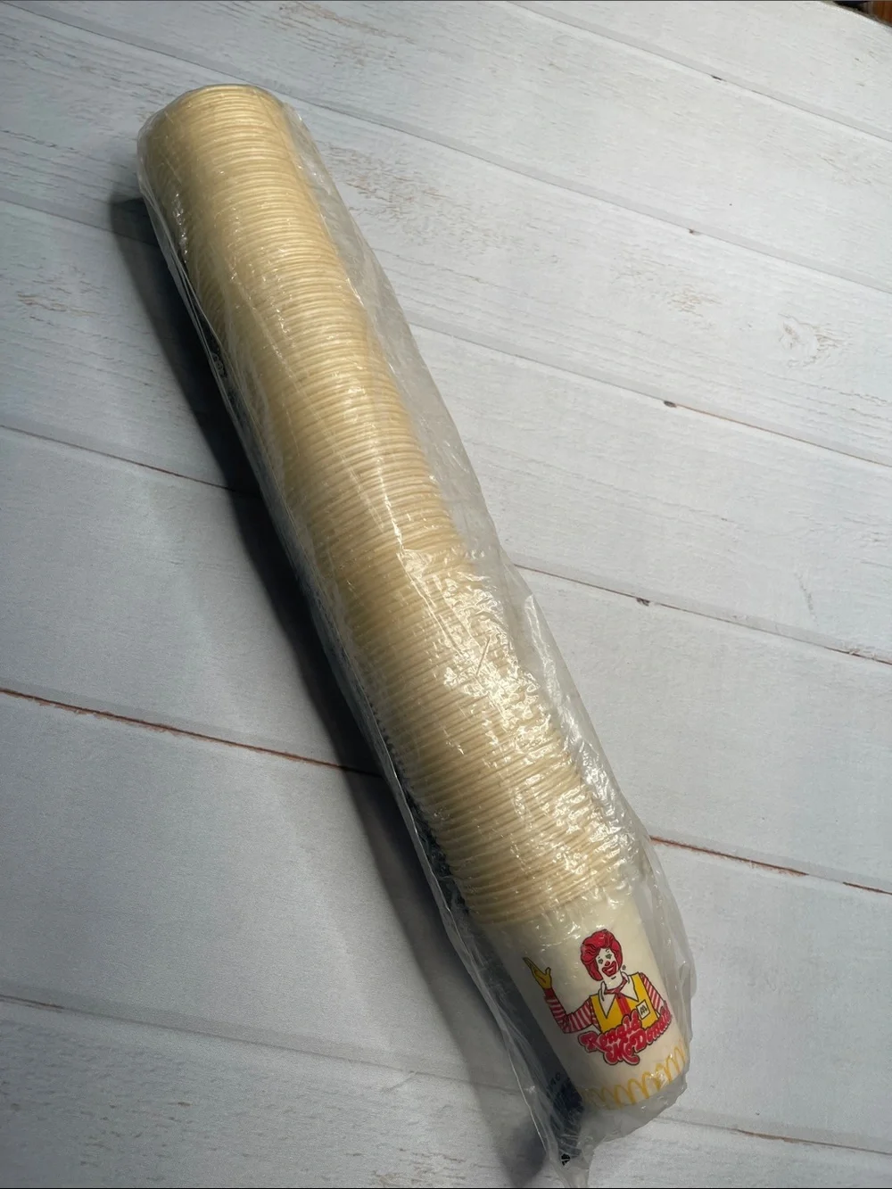 Vintage McDonald’s Courtesy Cups Disposable Sleeve 90 Waxed Ronald Logo